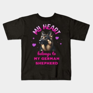 My Heart Belongs to my German Shepherd Kids T-Shirt